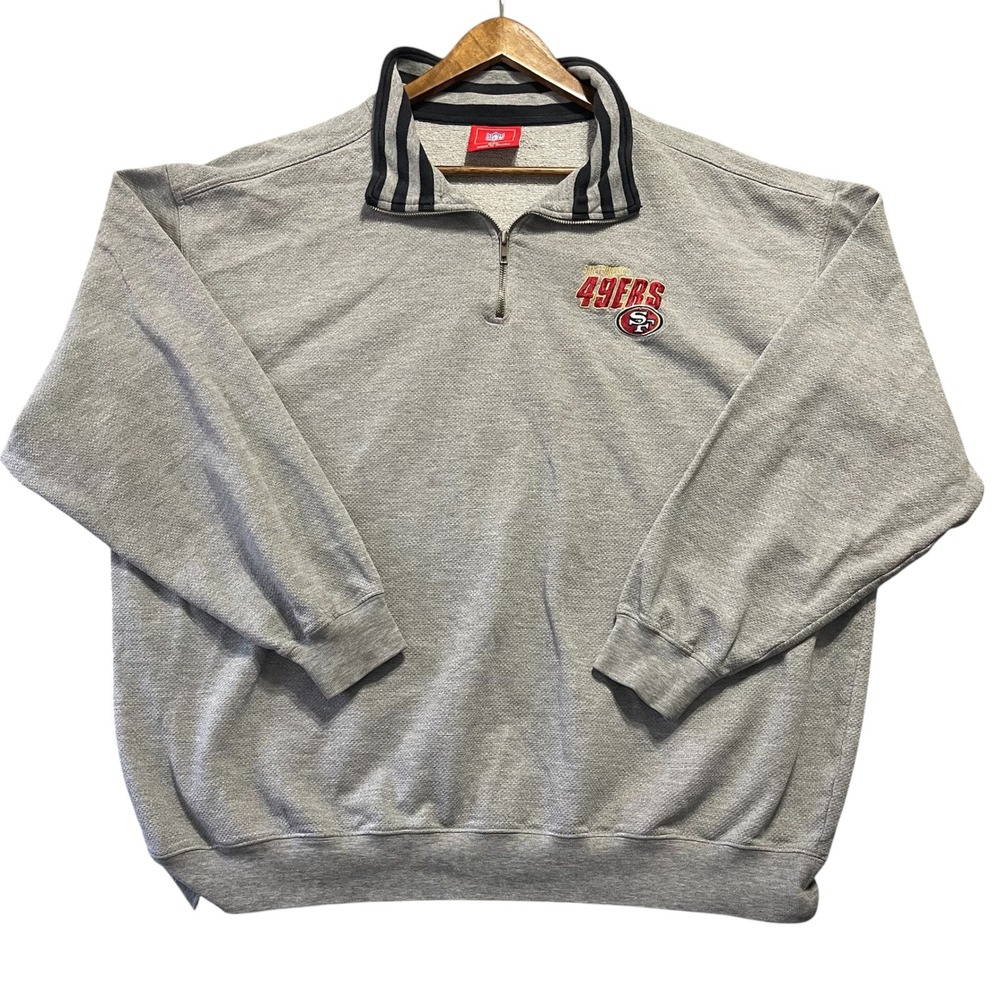 NFL San Francisco 49ers Pullover Men 2XL Grey Quarter Zip Sweatshirt Football